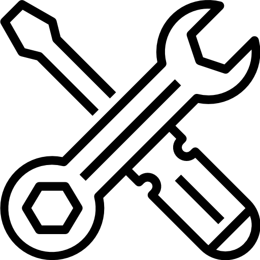 Icon eines Schraubenziehers und Schraubstock